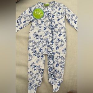 12 month girls footed pumpkin pajamas NEW WITH TAGS